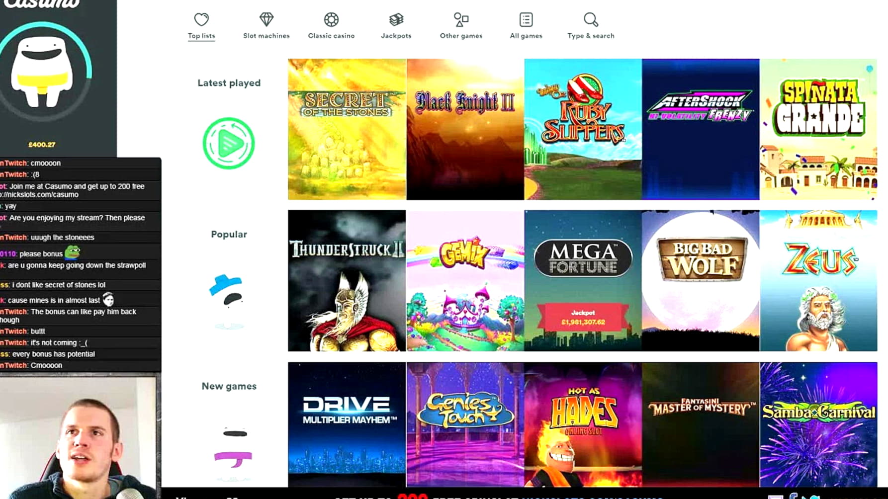 270 Trial Spins at Casino Luck